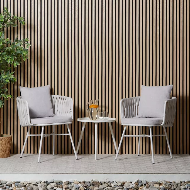 Gartenmöbel Set Poly Rattan Lounge Metall Weiß Sitzgruppe 3 teilig Homestyle4u