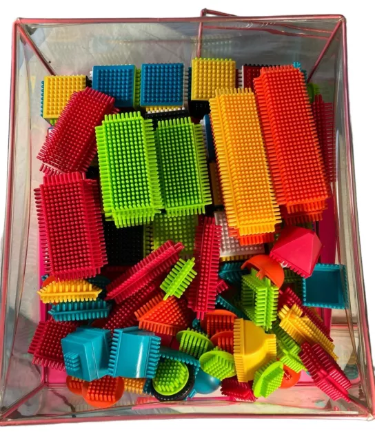 Plastic Bristle Building Blocks 96 Piece Block Set Interlocking Colorful STEM