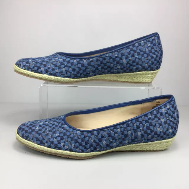 Beacon Shoes Womens 9 M Espadrille Wedge Slip On Blue Fabric Casual 82148