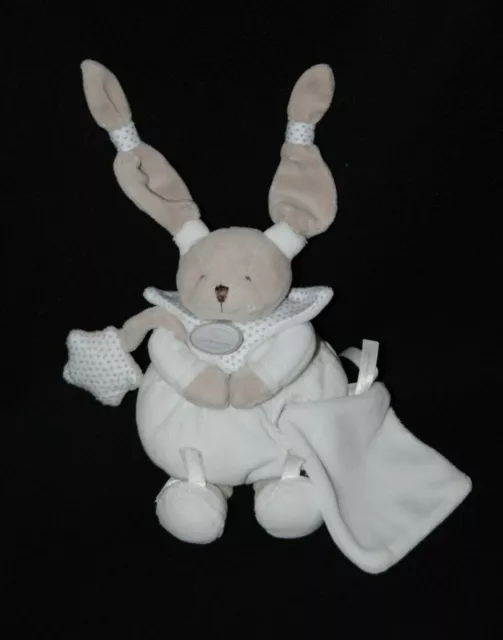 Lapin Céleste Mon DOUDOU ET COMPAGNIE blanc gris étoiles mouchoir TTBE