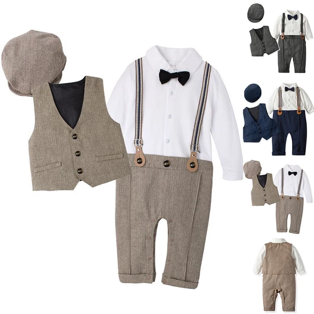 Tuta da allenamento baby ragazzi gentiluomo reggiseno + carro armato + cappello festival outfits 3 pezzi 3