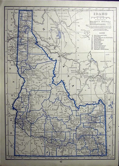 1930 IDAHO GEORGIA RAILROAD MAP SHOWS ALL RR s DEPOT TOWNS + ID RR