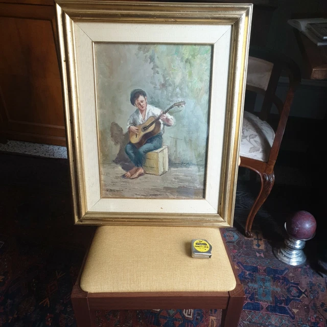 Antico Dipinto Del '900/"Scugnizzo Napoletano"/G.di Capua/Olio Su Tela.