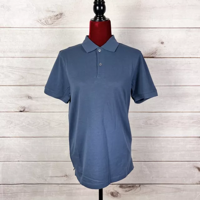 Sunspel Short Sleeve Slate Blue Collared Polo Shirt Golf Casual Men’s Sz S