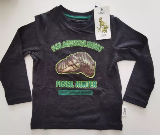 M&S boys Natural History Museum Dinosaur Print Top age 2-3 years