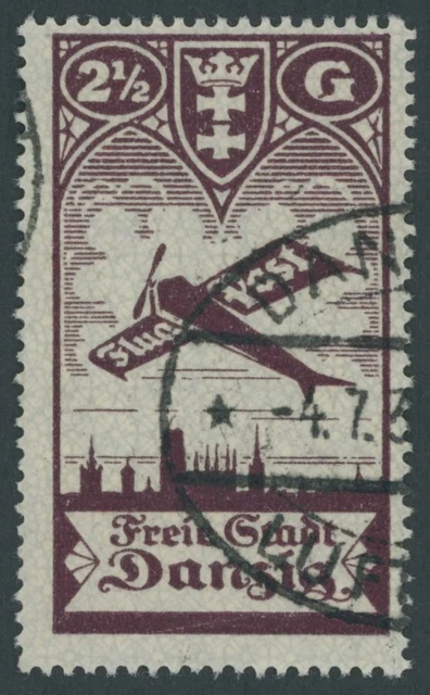 FREIE STADT DANZIG 1924, 21/2 G. Flugpost mit Plattenfehler Strich links unten