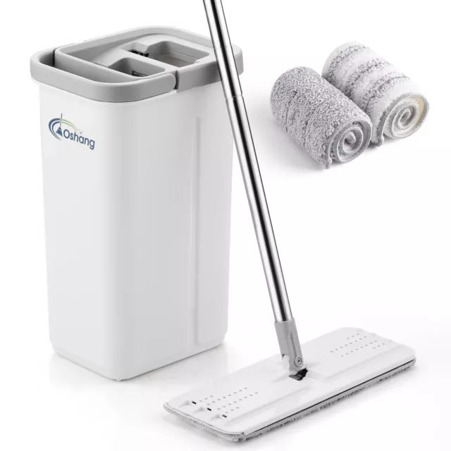 mop bucket with wringer self-clean wet dry usage with microfiber pads