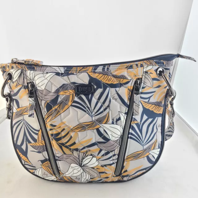 Lug Swivel Shoulder Bag Purse Lily Grey Floral RFID Blocking