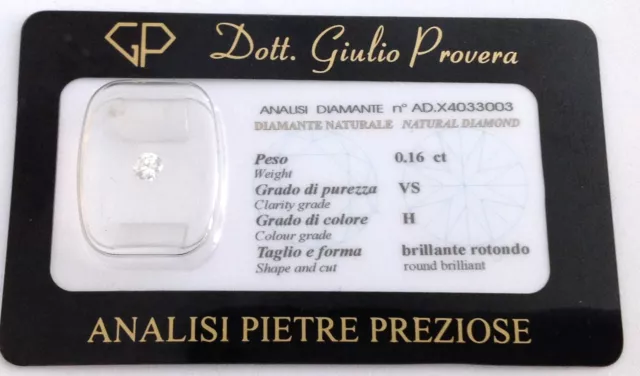 Diamante Naturale In Blster - Taglio Brillante - Colore H - Peso Ct 0.16