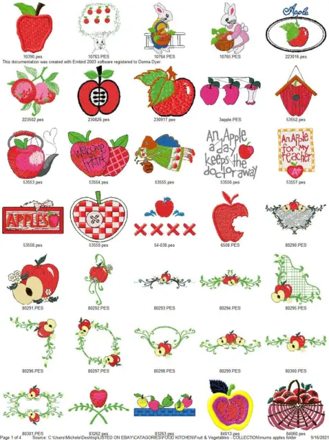 159 Apples & Apple Blossoms Embroidery Machine Designs Collection Pes