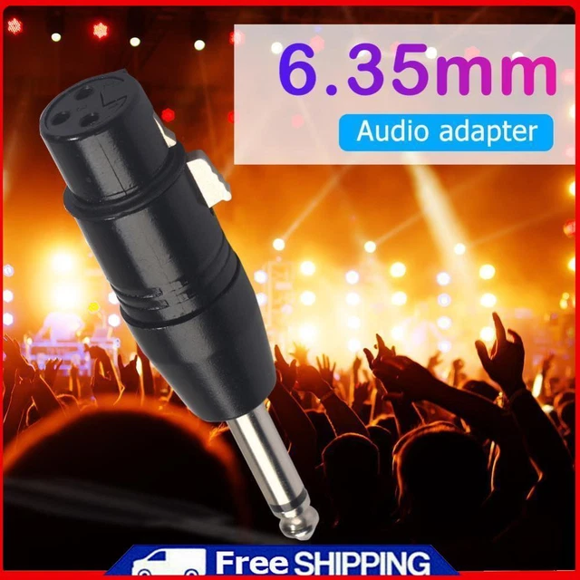 3Pin XLR Female to 1/4 inch 6.35mm Male Plug Mono Microphone Adapter Connector U
