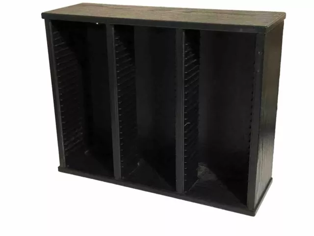 Solid Black Wooden CD Storage Rack Holds 75 CDs Modern Black Ash CD Holder