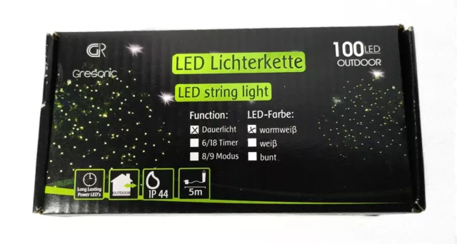 Gresonic 100 LED Lichterkette warmweiß