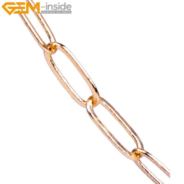14K Yellow Gold Filled Paperclip Link Cable Chains For Jewelry Making 100cm