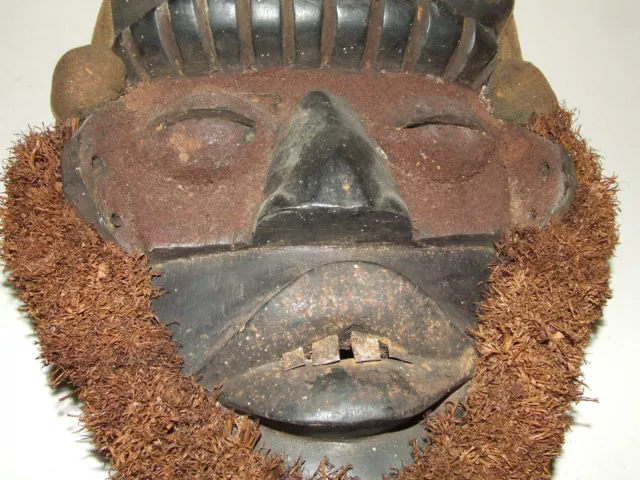 Antique 1800's African Congo Ritual Fetish Hand Carved Tribal Mask Congo Africa 2