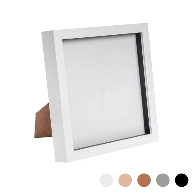 3D Box Photo Frame Standing Hanging Craft Shadow Picture Frames 8 x 8" White