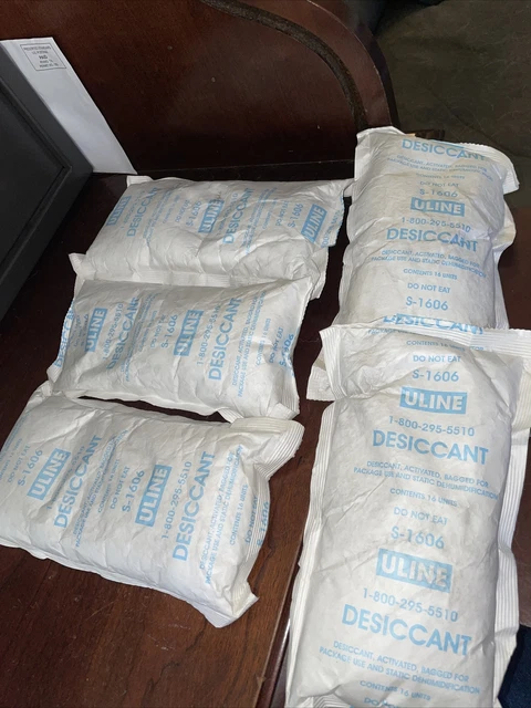 (5) Uline  S-1606 BAG CLAY DESICCANTS 5.75” X 10” X 1.5”