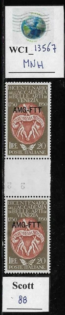 WC1_13567. ITALY: TRIESTE FTT. Gutter pair 1950 BIENNALE VENEZIA. Scott 68. MNH