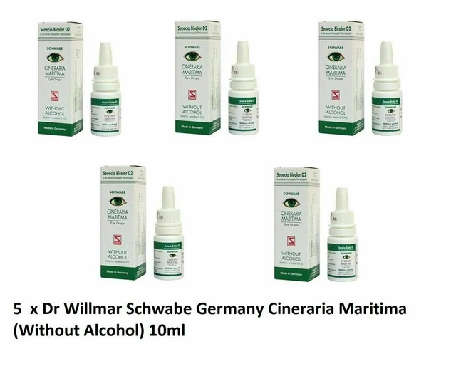 5X Dr Willmar Schwabe Allemagne Cineraria Maritima Collyre Sans Alcool - 10ml