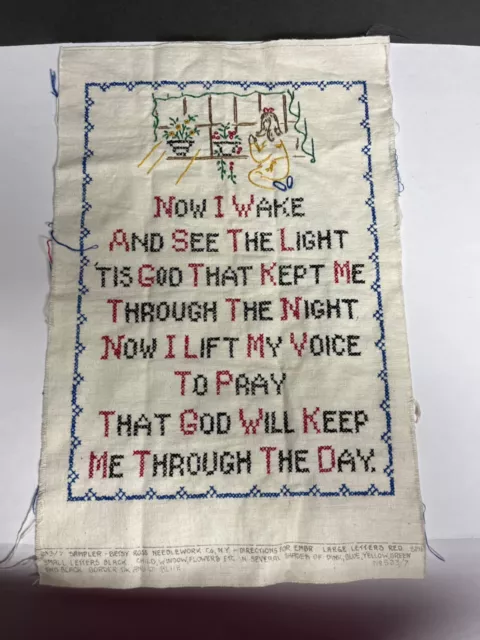 Bordado de muestra religiosa vintage Needlecraft Betsy Ross completado ahora despierto