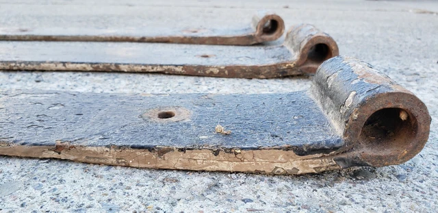 HUGE Antique Hand Forged 98" Barn Door Belt Strap Hinges Wrought Iron Blacksmith 3