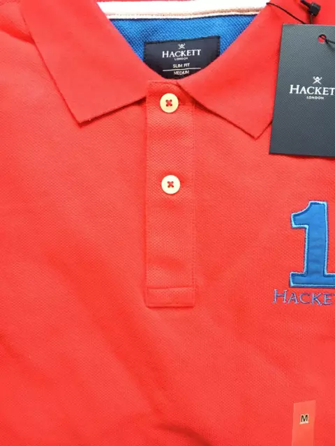 HACKETT LONDON POLO Size M - 100% Cotton Pique RED - SLIM FIT RRP £75