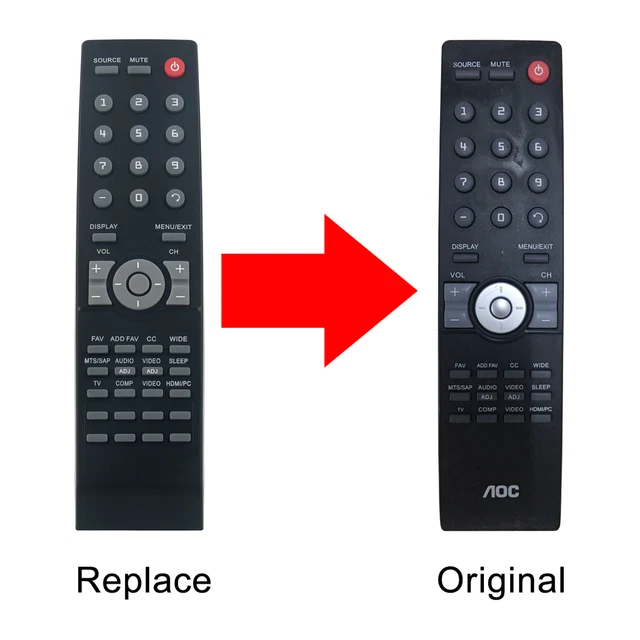 RL57A Replacement Remote Control For AOC Envision LCD TVs – LE22H037, LE32D3330 + More