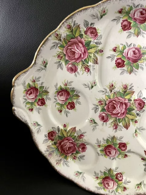 Gorgeous James Kent Longton La Rosa Handled Plate, Pink Roses, England 2