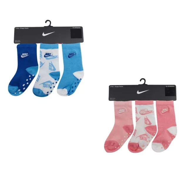 Nike Baby Socken Set 3er Pack Anti Rutsch Gummi Noppen 6-12 / 12-24 Monate