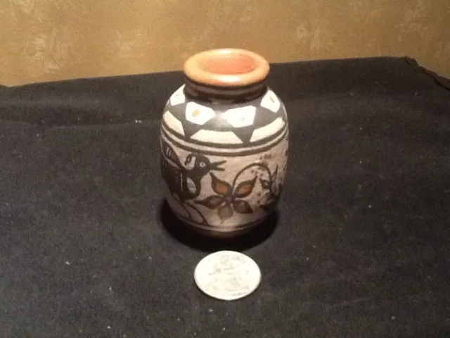 T.Tenorio miniature Santo Domingo pottery miniature vase artist signed 3
