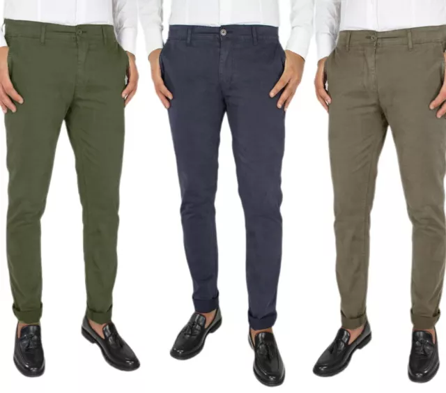 Pantalone Uomo Invernale Chino Jeans Elasticizzato Slim Casual Elegante VEQUE