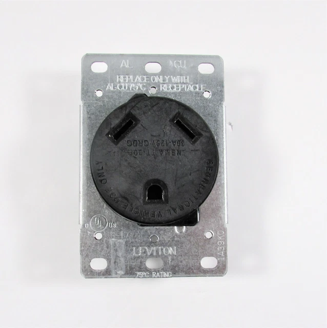 MTG Receptacle Flush, Leviton, TT-30R, 7313-500, Straight Blade, New