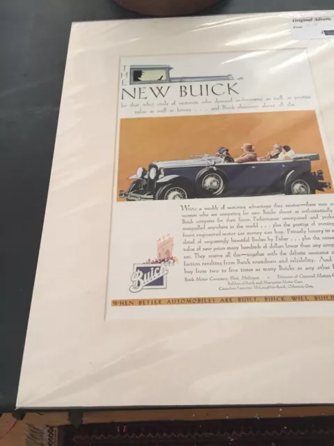 Original Vintage Advert mounted ready to frame The New BUICK Motor Car 1929 3