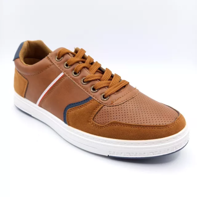 Baskets Tennis Chaussures Sneakers Homme - Pointure 40 - Marron Blanche Basses 2