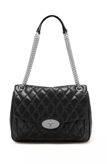 Mulberry Darley Large Shoulder Bag in Black Quilted Shiny Buffalo Leather