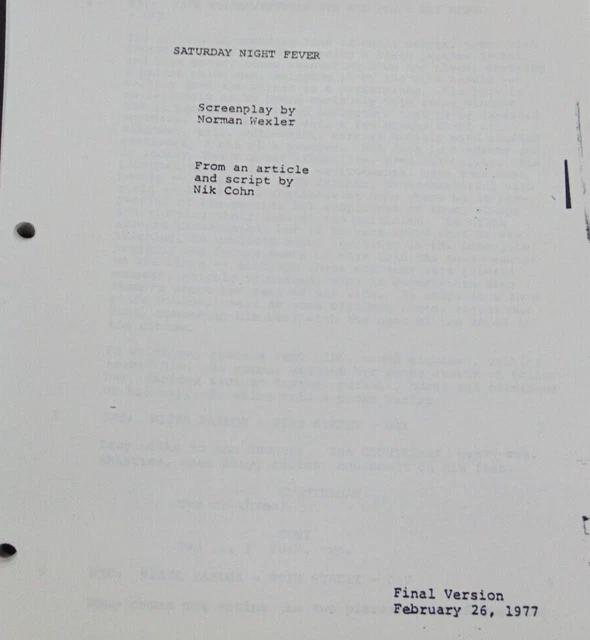 Snl Script SATURDAY NIGHT FEVER Final Version Script Screenplay $30.00 - PicClick AU