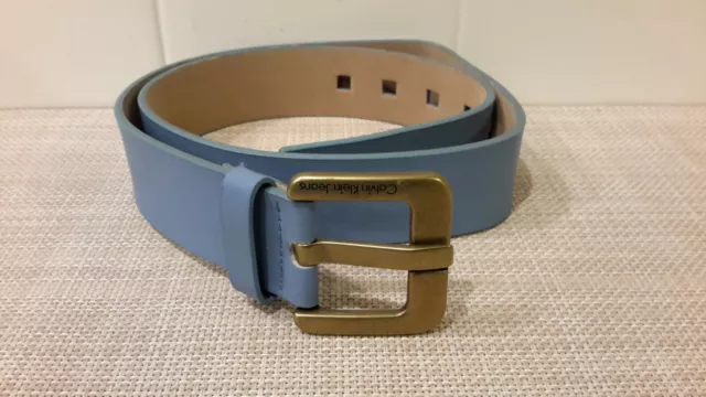 Calvin Klein Jeans Women’s Belt Size M  Blue Genuine Leather Rectangle Buckle