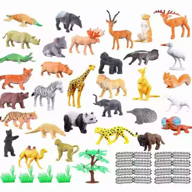 Animal Toy, 52 Pack Mini Wild Plastic Animals Models Toys Kit NEW