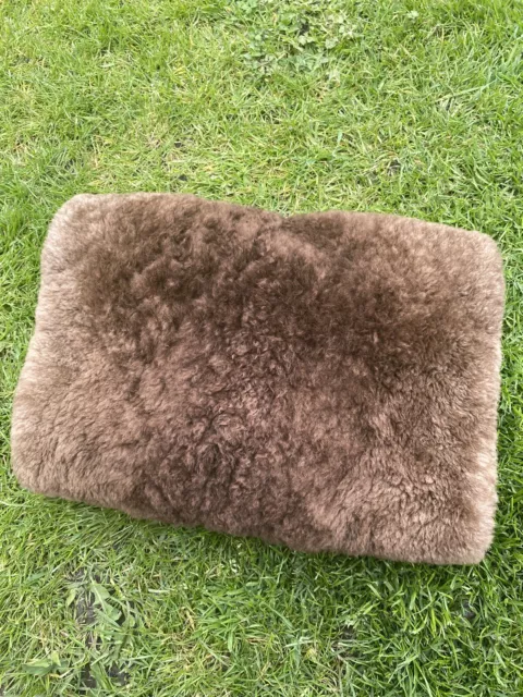 Vintage Muff Brown Fluffy Soft Real Fur Hand Warmer Padded Lined Retro Kitsch