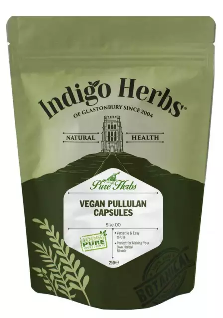 Indigo Herbs Vegetarian Capsules Size 00 Vegan Pullulan 250 or 1000