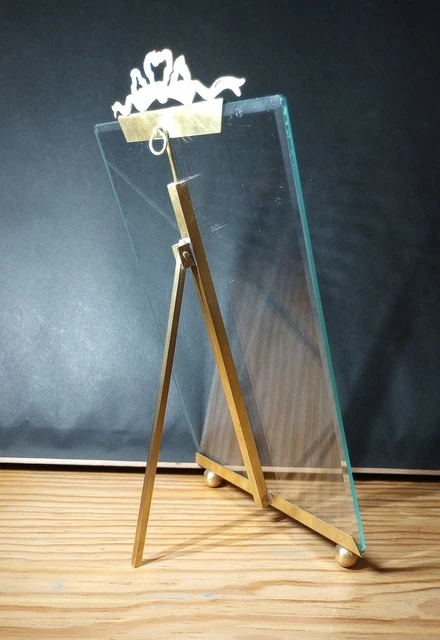 Vintage Le Paris Brass And Beveled Glass French Easel Frame