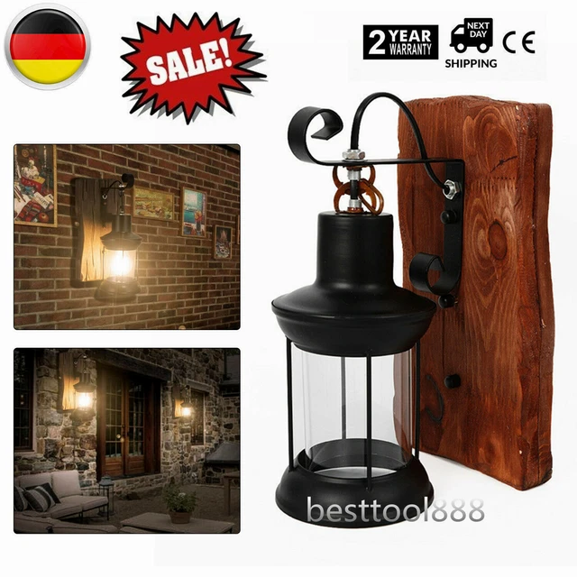 Antik Retro Vintage Industriell Holz Wandleuchte Wand Lampe Wandleuchter Licht