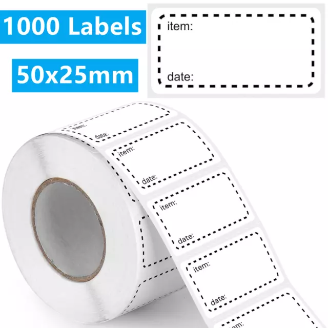 1000 Freezer Labels 50x25mm Food Labels Stickers for Jars Boxes Easy to Peel Off