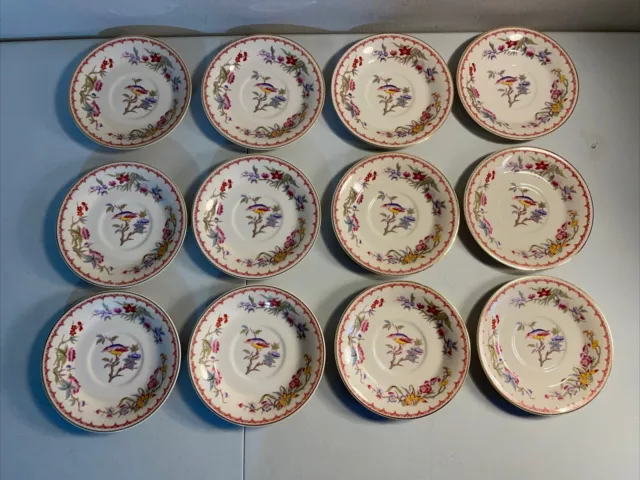Old Ivory Syracuse China OPCO Flowers Bird Bombay 5.75" Saucer Plates Set of 12