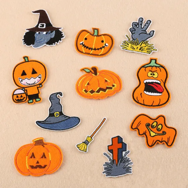11 Pcs Cartoon Embroidery Patches Ghost Appliques Ironing Clothes