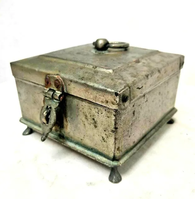 Vintage Old Antique Brass Handcrafted Rare 4 Compartment Masala / Jewelry Box
