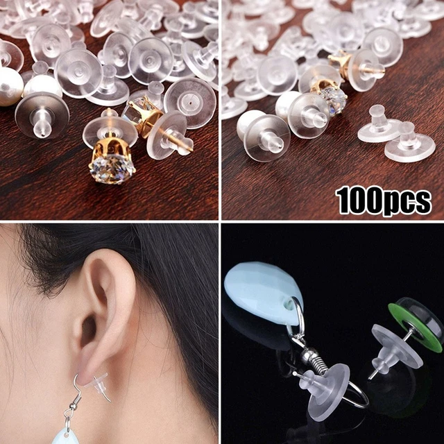 Pendiente trasero antideslizante transparente 100 piezas/juego de pendientes transparentes hallazgo posterior
