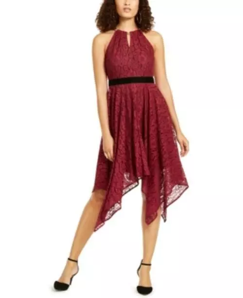 MSRP $110 Thalia Sodi Chain-Neck Lace Dress Red Size XL