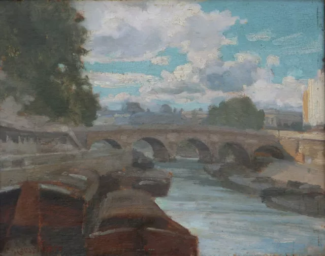 Charles Jean COUSSEDIERE (-1934) Vue du Pont Neuf Paris France île de la Cité