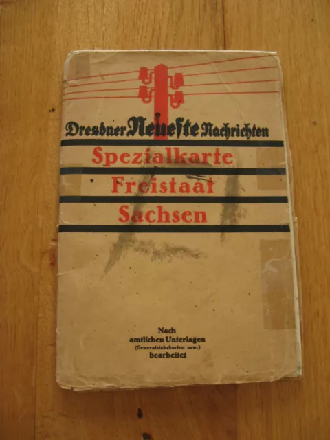 alte Landkarte Spezialkarte Freistaat Sachsen um 1930 Dresden Leipzig Chemnitz